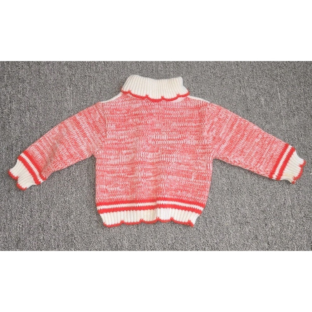 Vintage Baby Sweater 18M Strawberry Knit Red White Toddler Retro Cottagecore - Picture 6 of 7